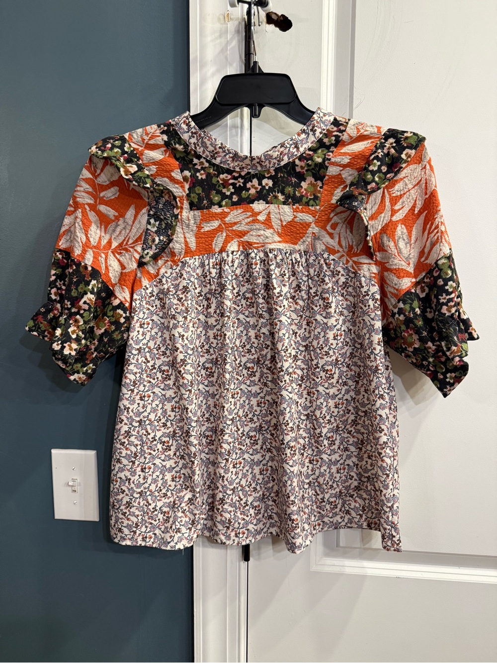 THML Mixed Media Ruffle Blouse